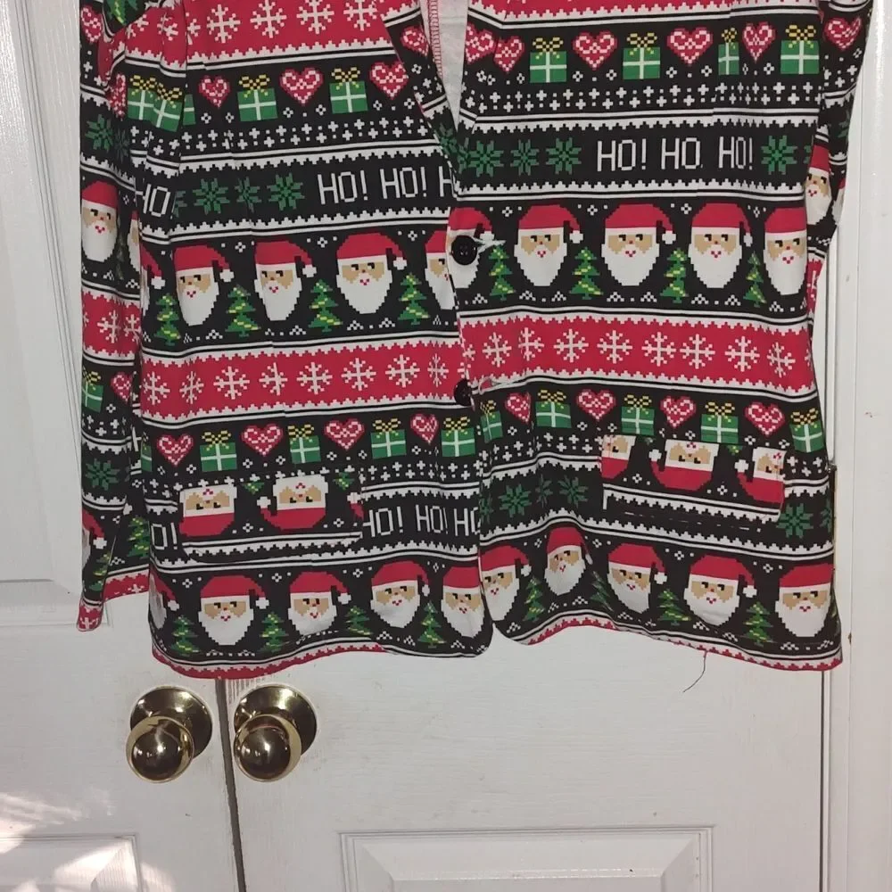 Ugly Christmas Santa Hohoho Blazer Jacket  Sz L